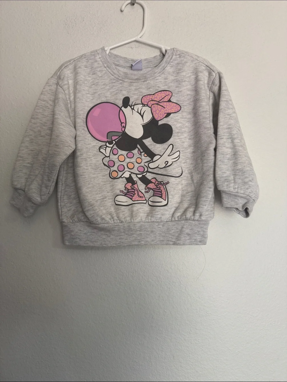 Old Navy Gray Sweatshirt with Pink Minnie Graphic